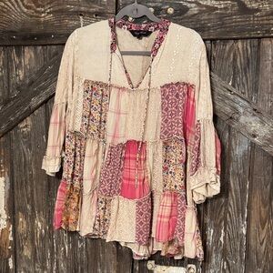 Floral Patchwork Tunic - Pink and Cream